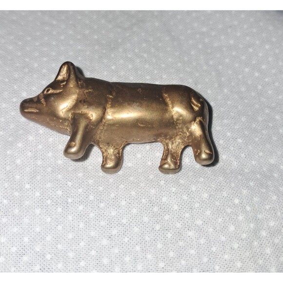 Vintage Brass Pig Hog Piglet Lot of 3 Family Paperweight Figurines Set of 3 Pigs - Picture 4 of 16